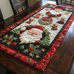 Santa Face in Holly Wreath Table Runner