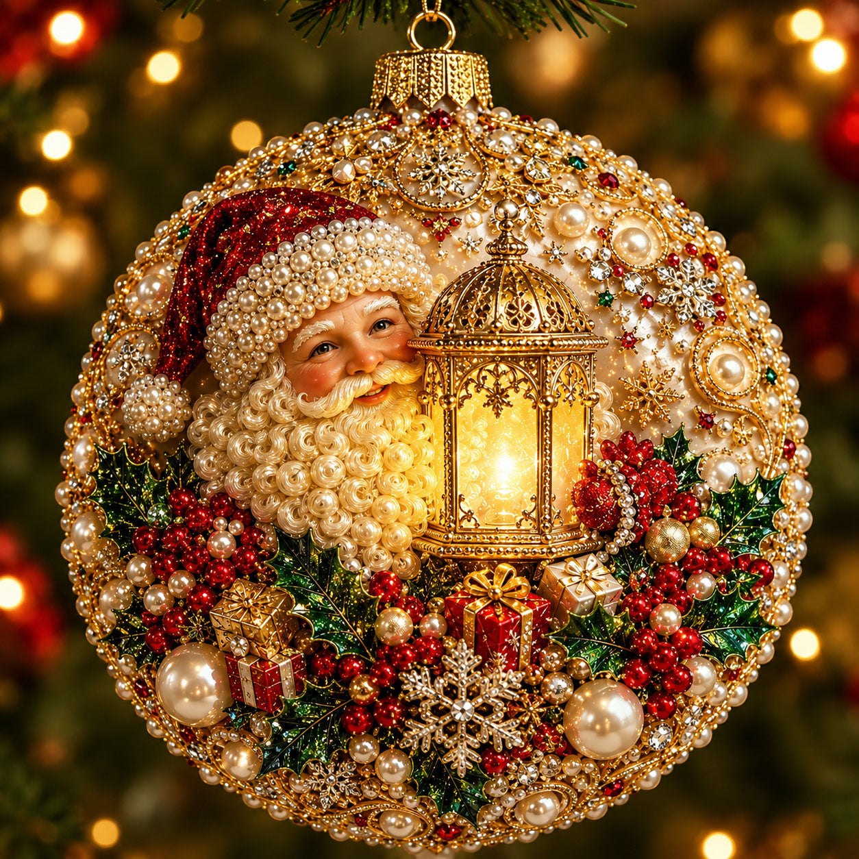 Santa Lantern Christmas Ornament