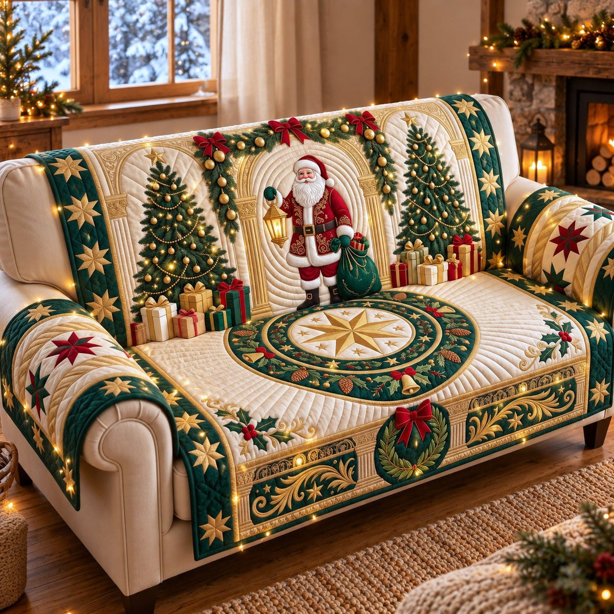 Santa Lantern Guide Sofa Cover