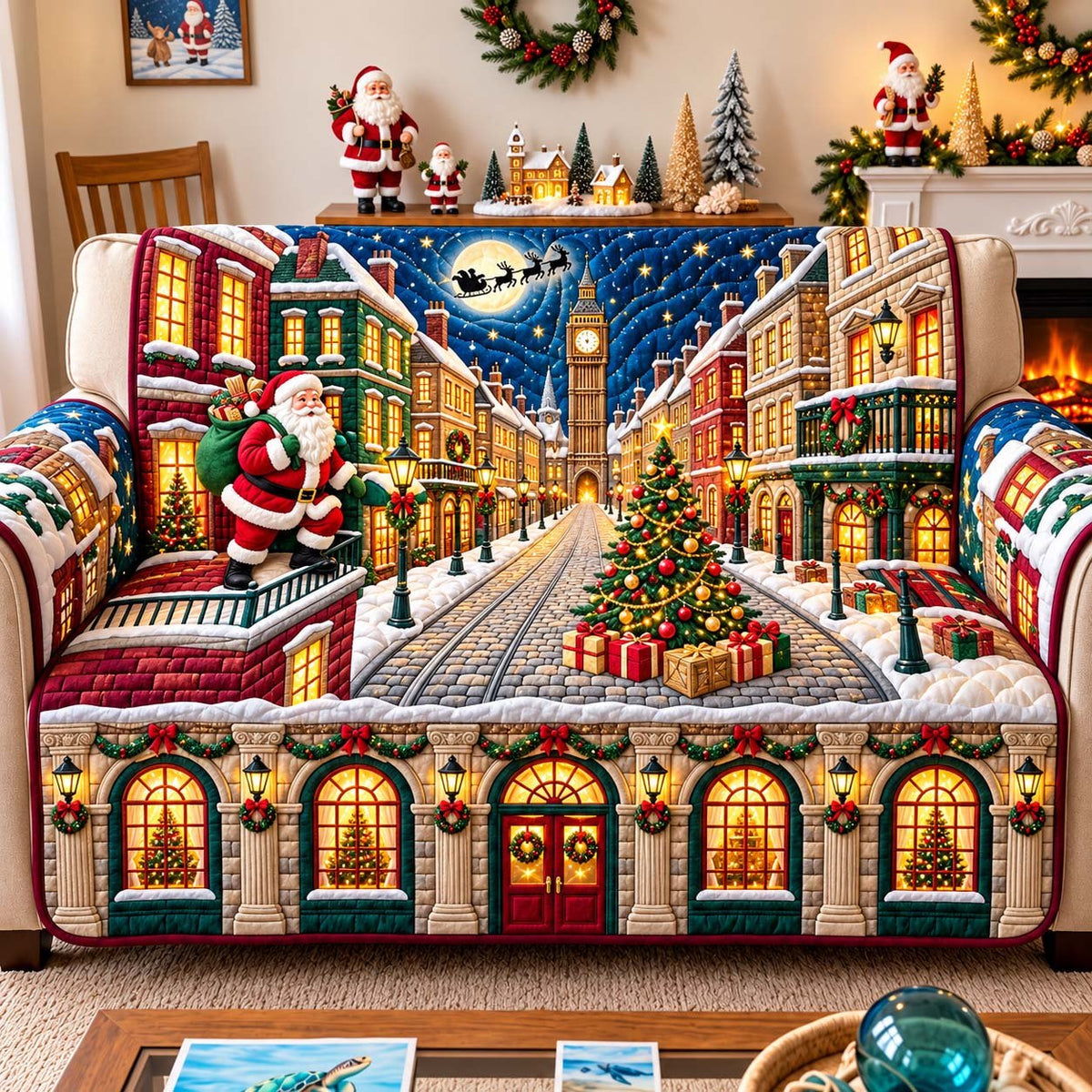 Santa London Christmas Sofa Cover