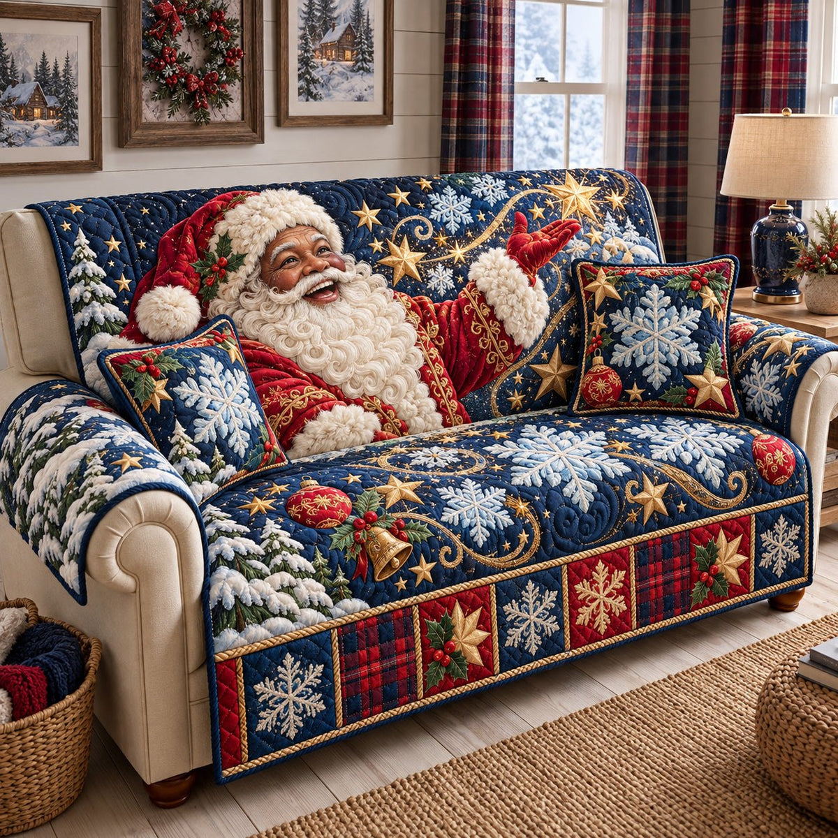 Santa Magical Winter Night Sofa Cover