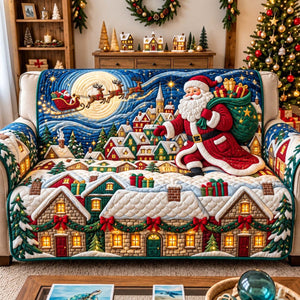 Santa Moonlit Village Sofa Cover - Made to Order
