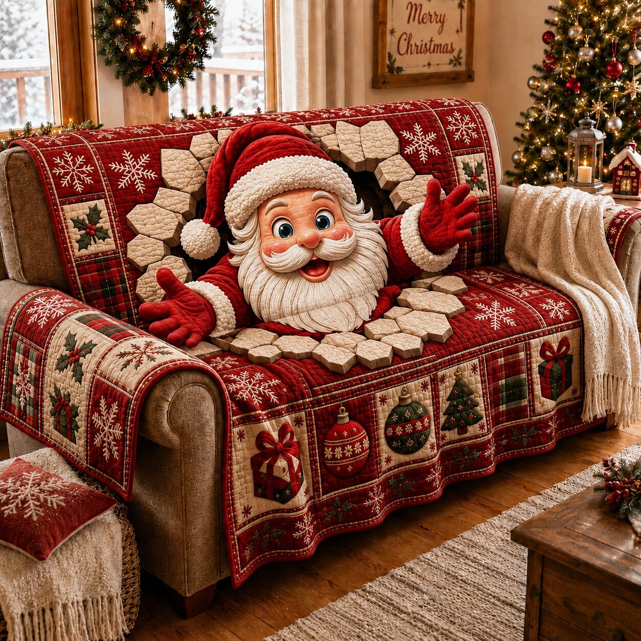 Santa Night Sofa Cover