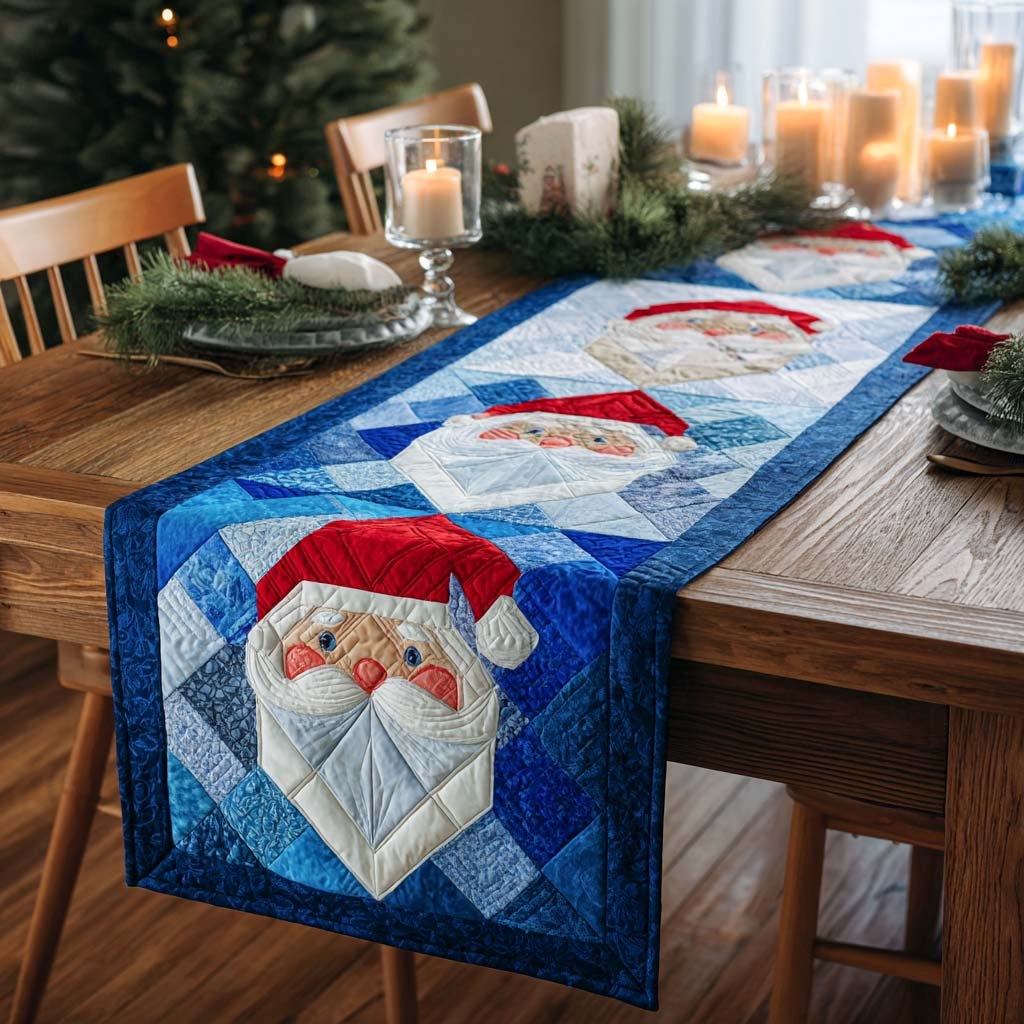 Santa Patchwork Cheer Table Runner