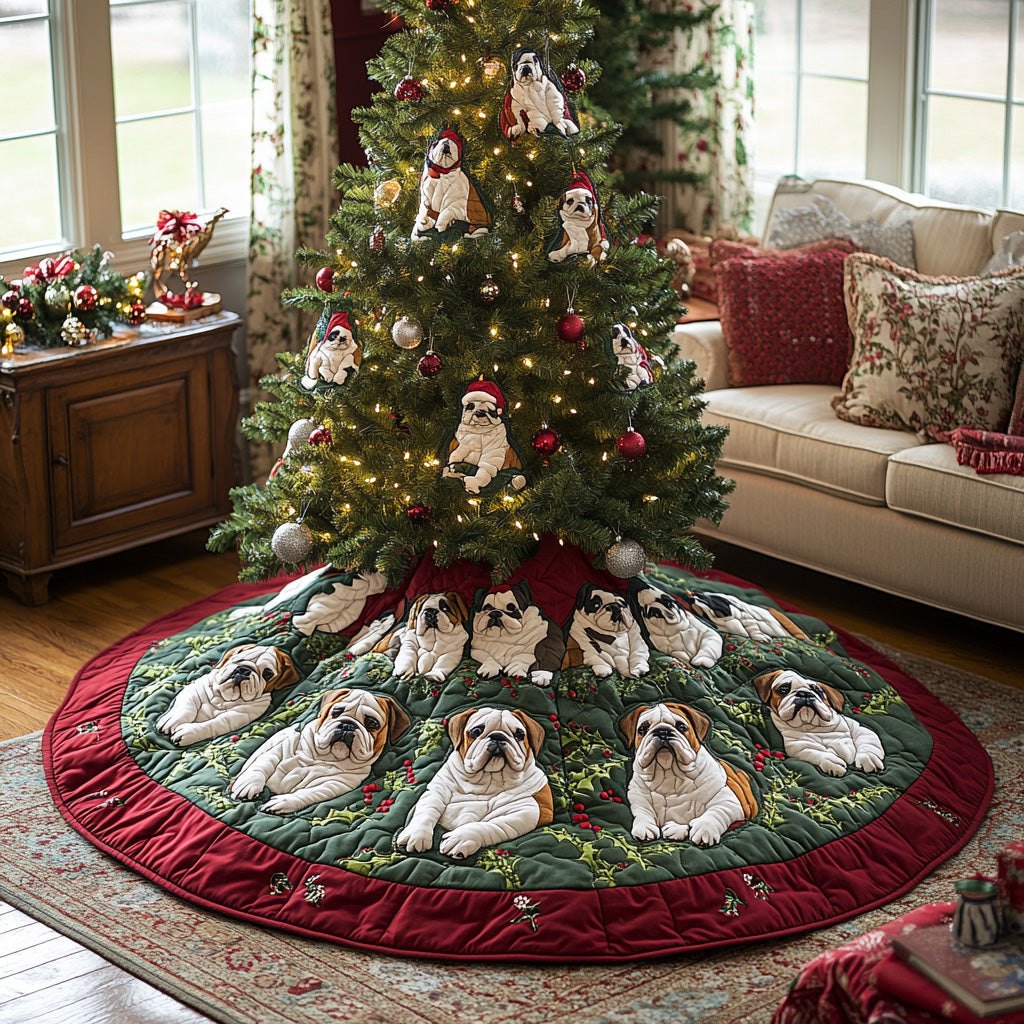 Santa Paws Bulldog Christmas Tree Skirt
