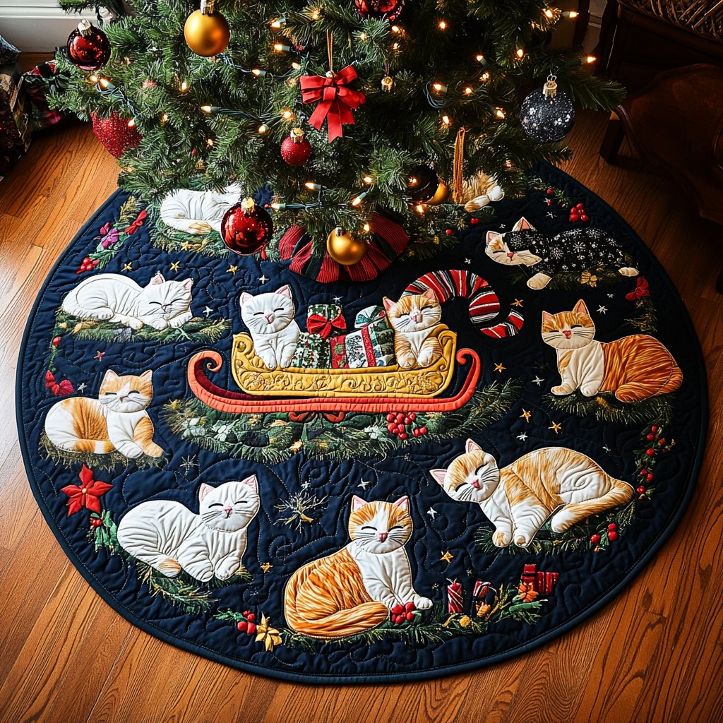 Santa Paws Cat Christmas Tree Skirt