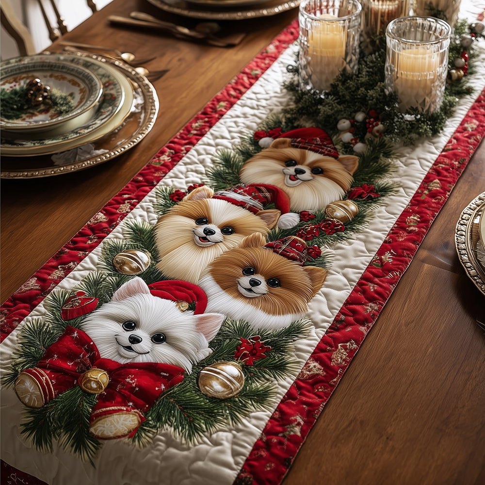 Santa Poms Table Runner