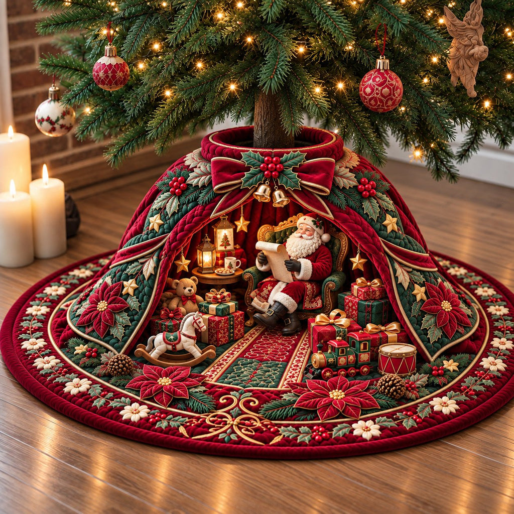 Santa Red Kingdom Christmas Tree Skirt