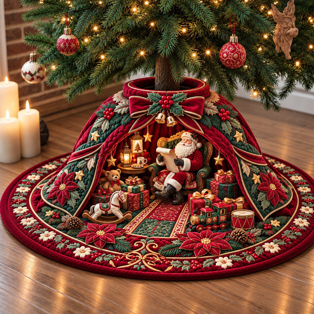 Santa Red Kingdom Christmas Tree Skirt