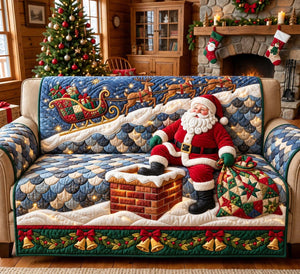 Santa Rooftop Stop Sofa Cover - Made to Order