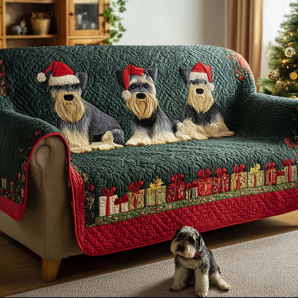 Santa Schnauzer Sofa Cover