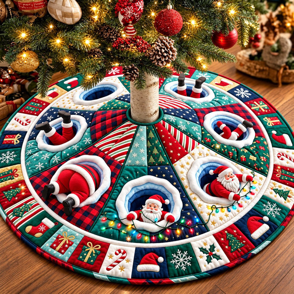 Santa Snow Circle Christmas Tree Skirt