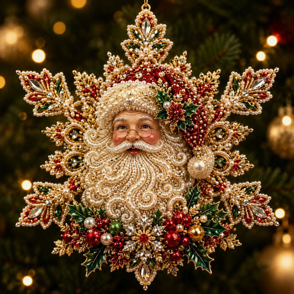 Santa Snowflake Christmas Ornament