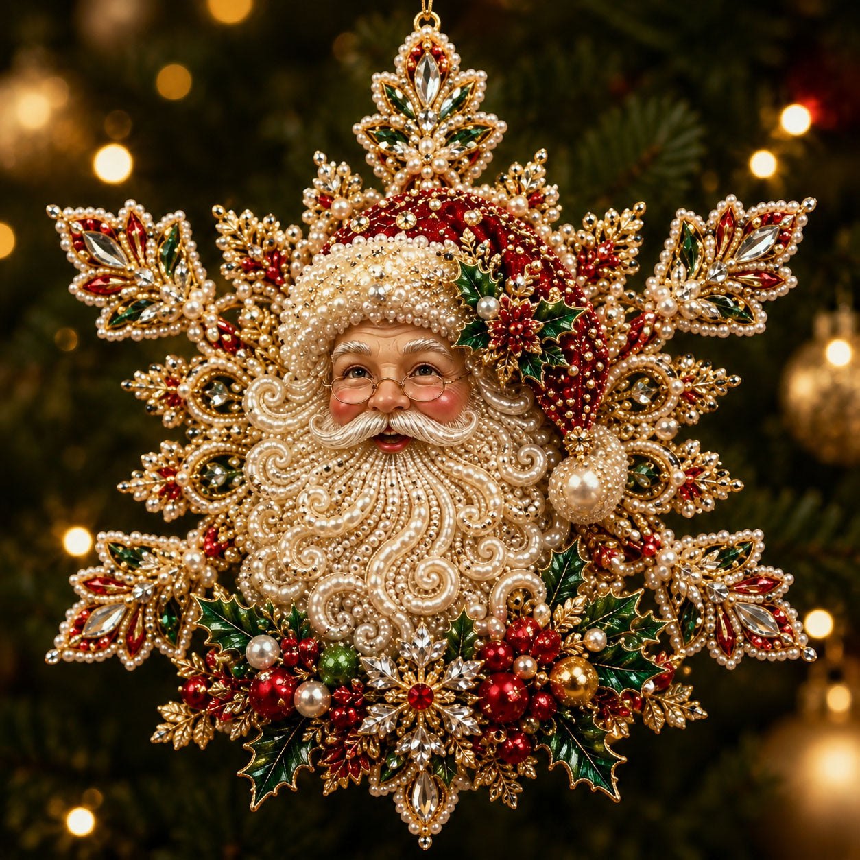 Santa Snowflake Christmas Ornament