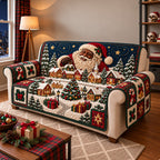 Santa Snowy Christmas Village Sofa Cover