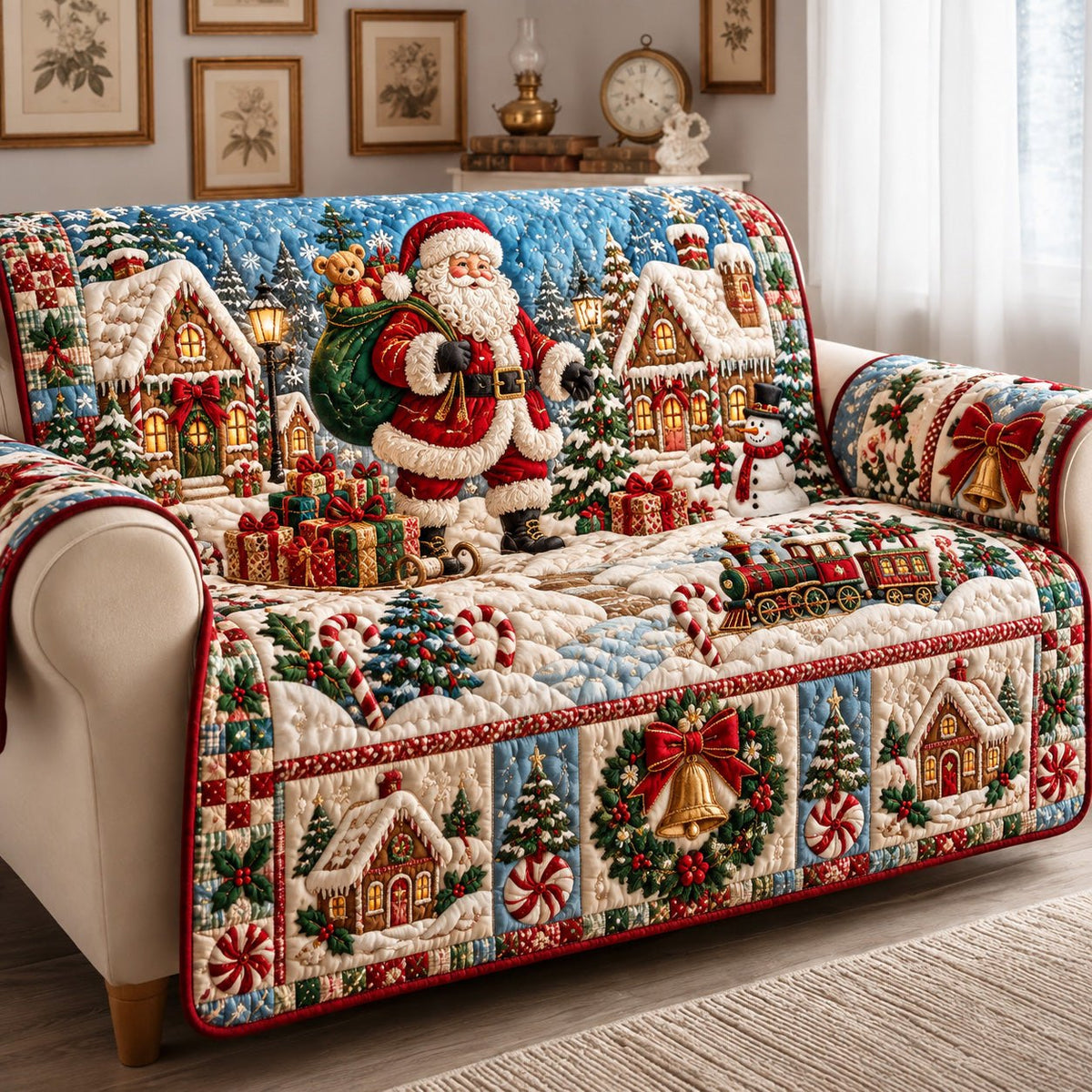 Santa Village Sofa Cover