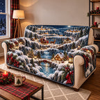 Santa Winter Mountain Village Sofa Cover