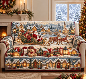 Santa Winter Village Sofa Cover - Made to Order