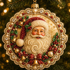 Golden Bell Santa Medallion Christmas Ornament