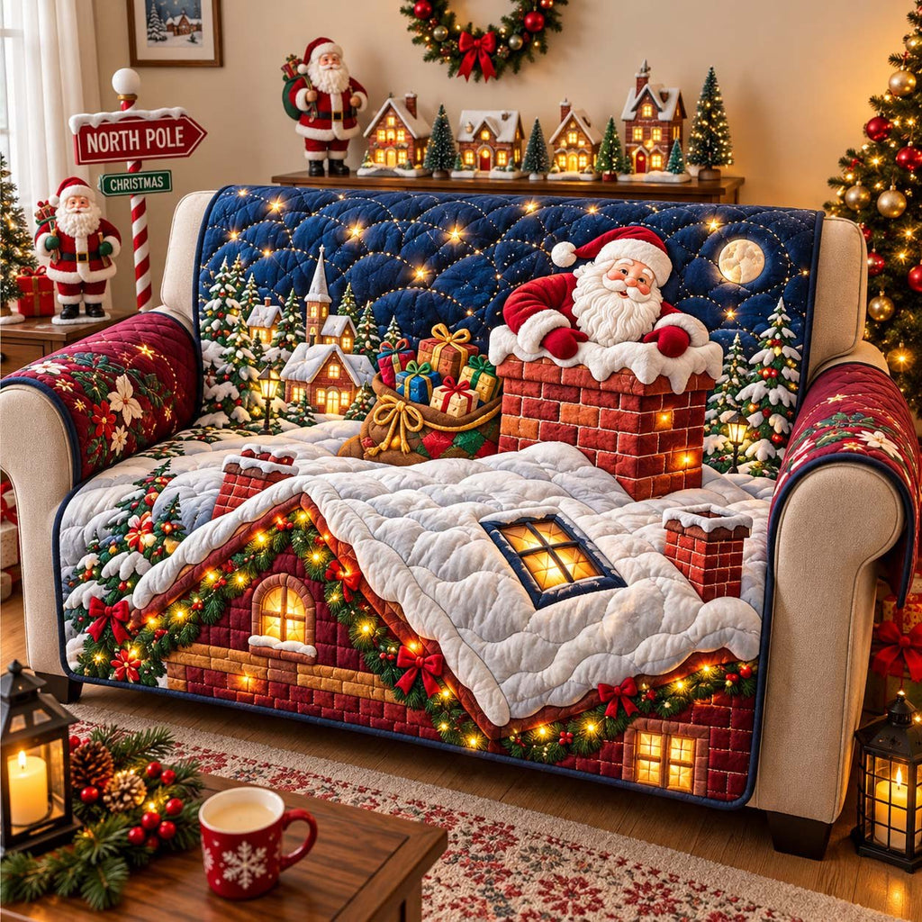 Santa on the Rooftop Sofa Cover