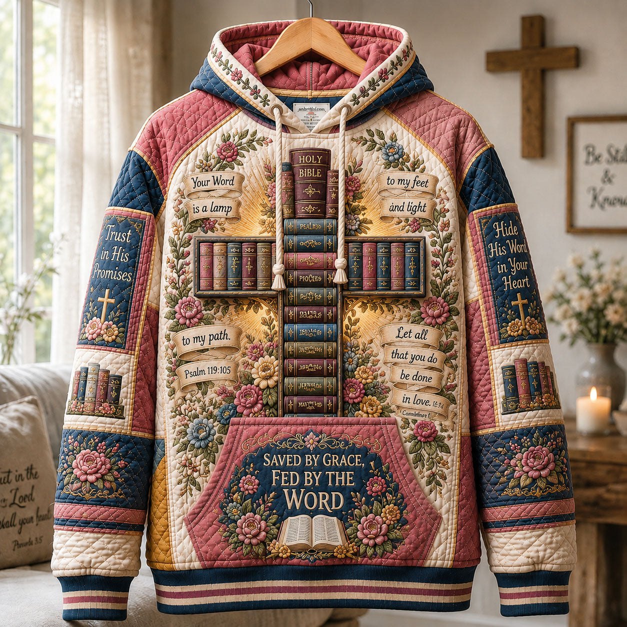Saved By Grace Bible hoodie, all-over print