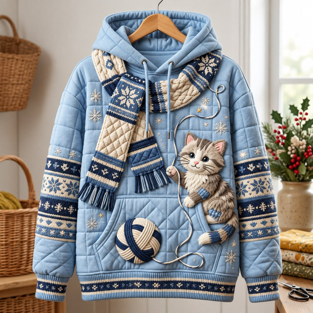 Scarf Cat hoodie, all-over print