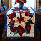 Poinsettia Star on Navy Table Runner