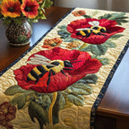 Bee with Red Poppies Table Runner