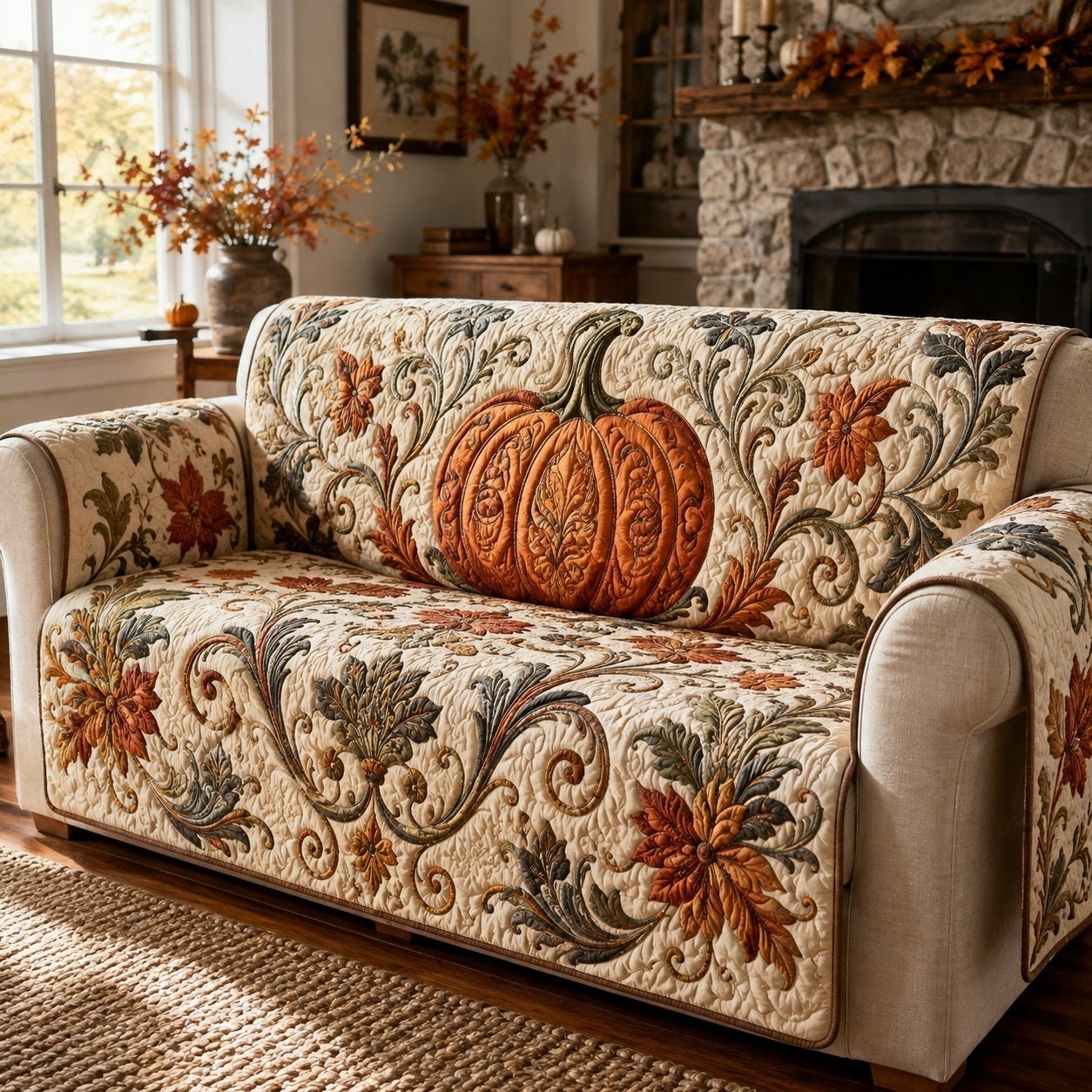 Scroll Pumpkin Sofa Cover