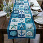 Shell and Anchor Blocks on Blue Table Runner