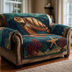 Sea Turtle with Starfish and Coral Sofa Cover