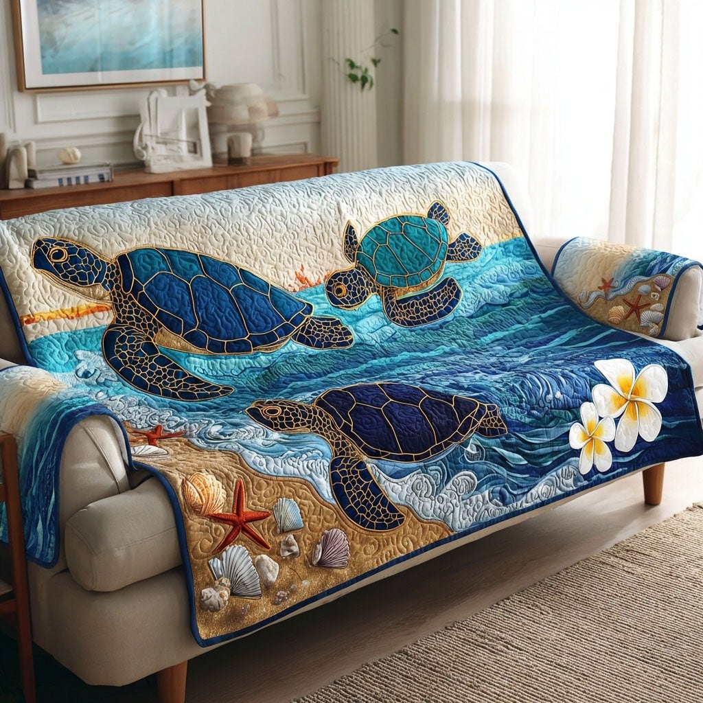 Sea Turtles on the Blue Ocean Floor Sofa Cover