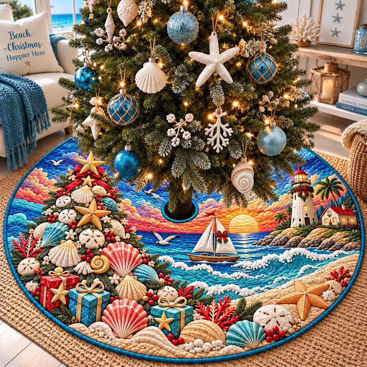 Seaside Christmas Tree Christmas Tree Skirt