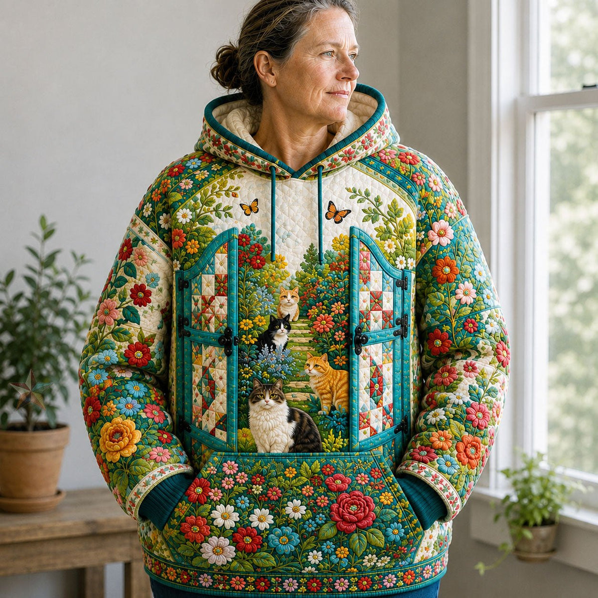 Secret Garden Cats hoodie, all-over print