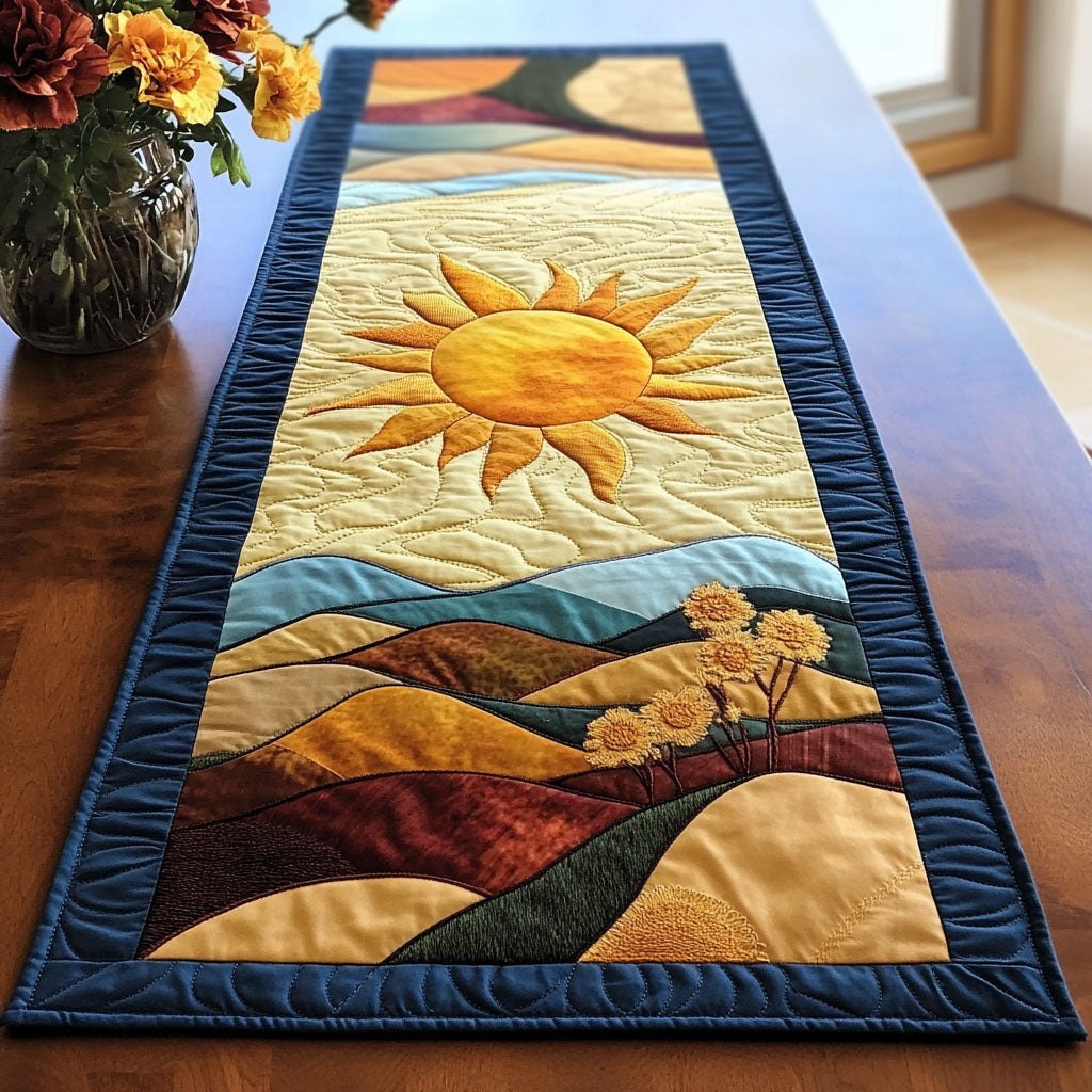 Golden Sun over Rolling Hills Table Runner