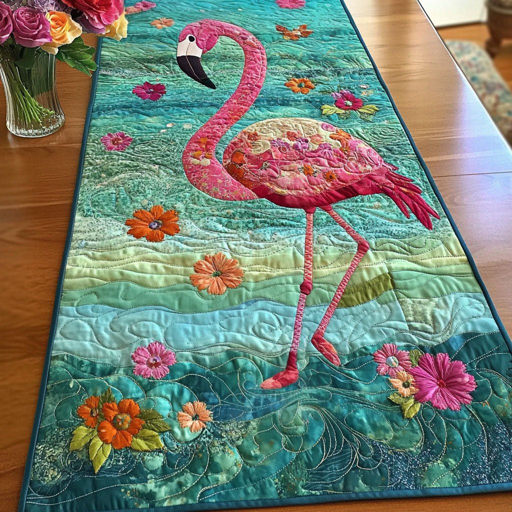 Serene Flamingo Waters Table Runner