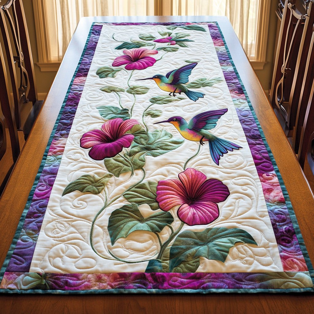 Serene Hummingbird Table Runner