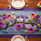 Purple Blossoms with Birds on Branch Table Runner