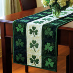 Shamrock Blocks in Green and Cream Table Runner
