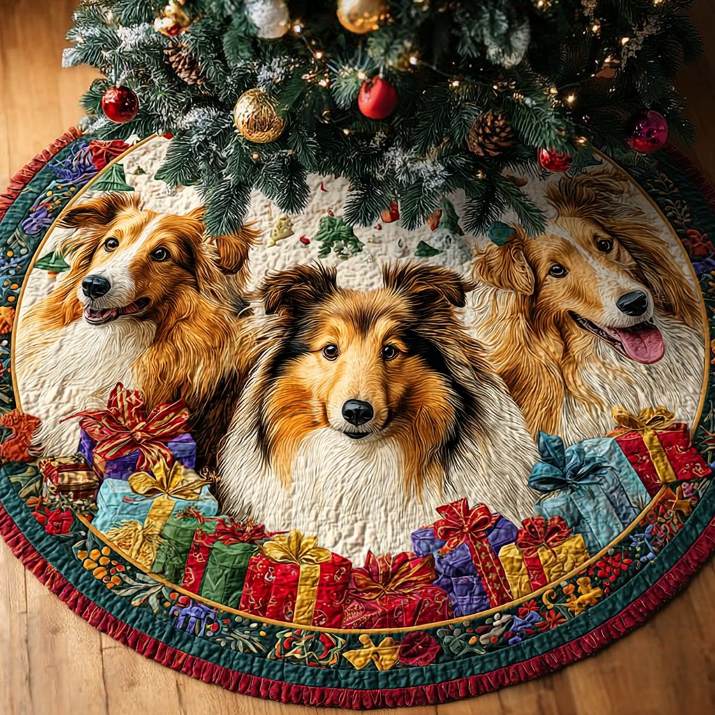Shetland Sheepdogs Charm Christmas Tree Skirt