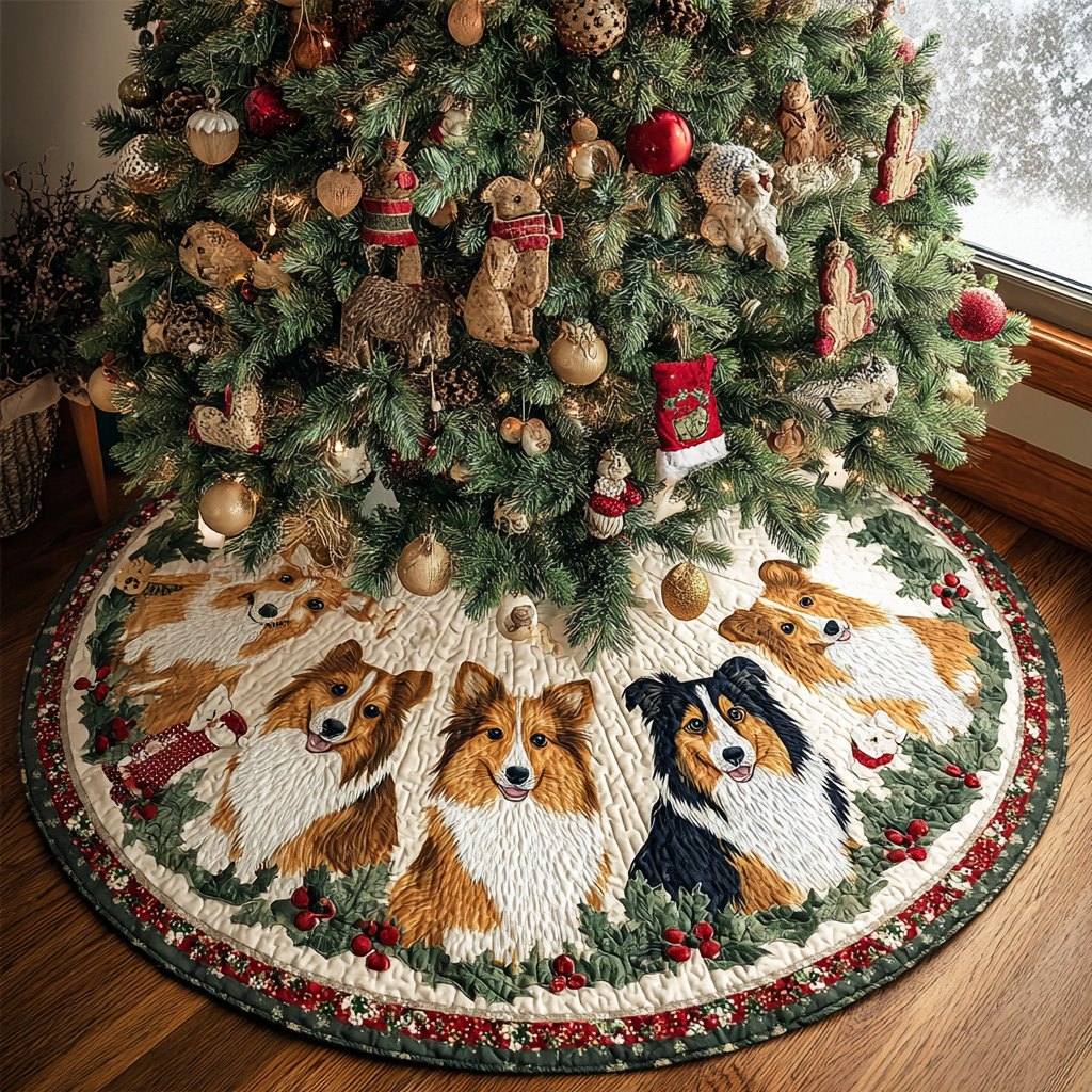 Shetland Sheepdogs Delight Christmas Tree Skirt