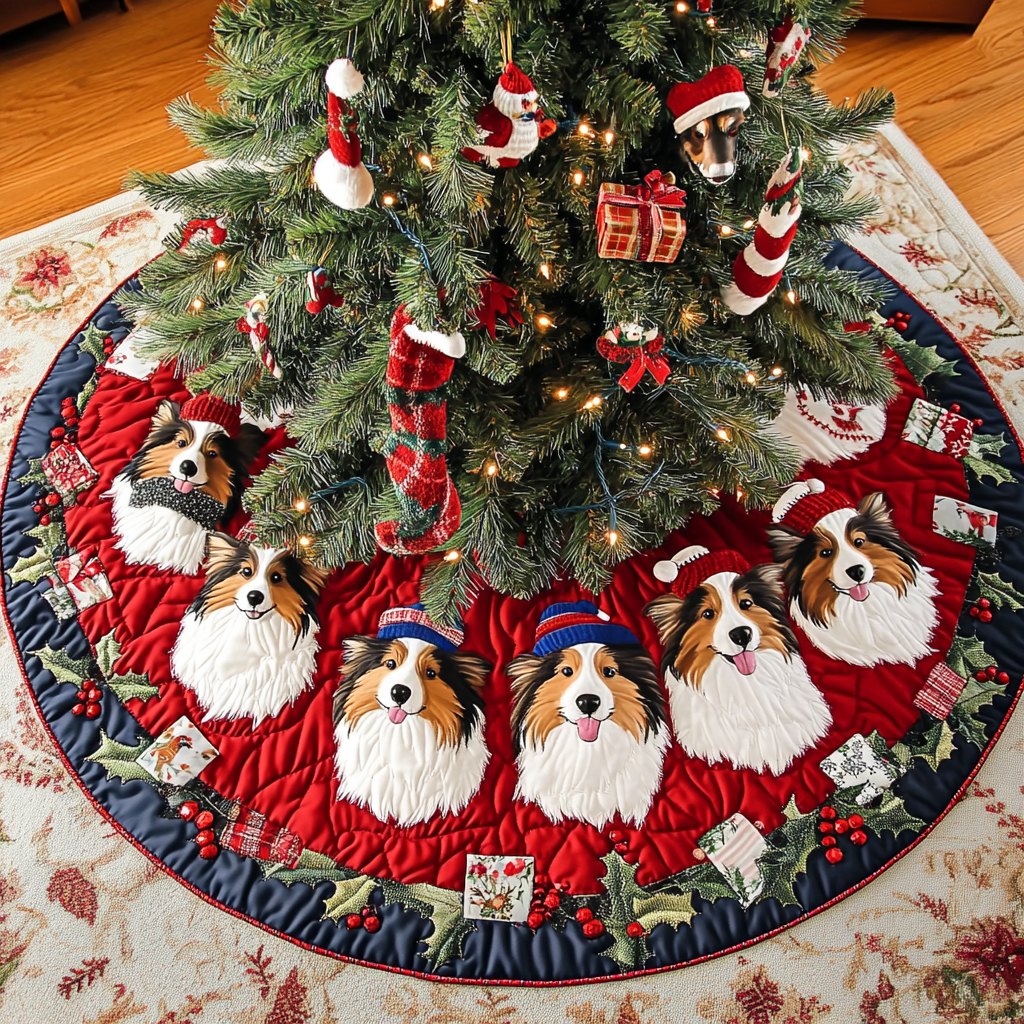 Shetland Sheepdogs Dream Christmas Tree Skirt