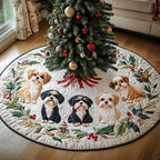 Shih Tzu Cheer Christmas Tree Skirt