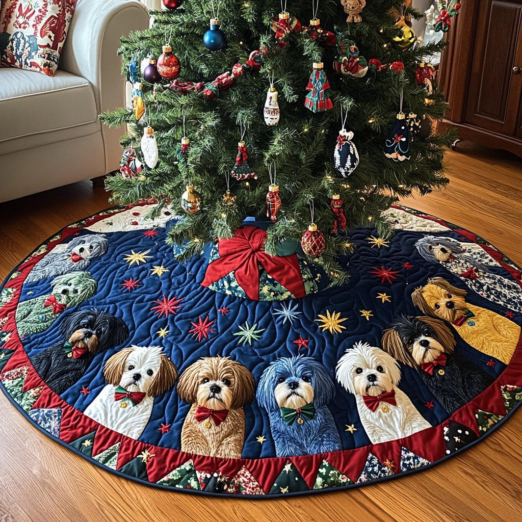 Shih Tzu Winter Magic Christmas Tree Skirt