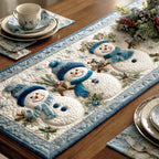 Silent Snowman Blue Table Runner