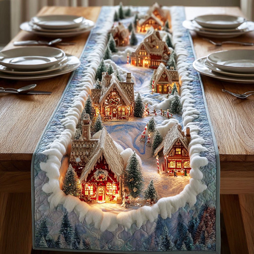 Silver Snow Haven Table Runner
