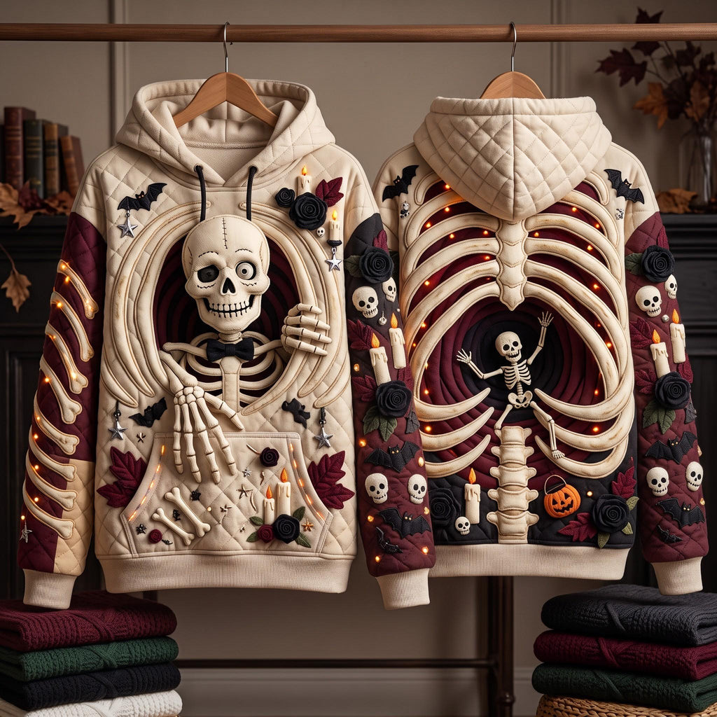 Skeleton Halloween hoodie, all-over print
