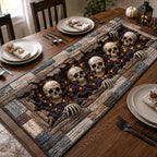 Skulls in Cracked Stone Wall Table Runner