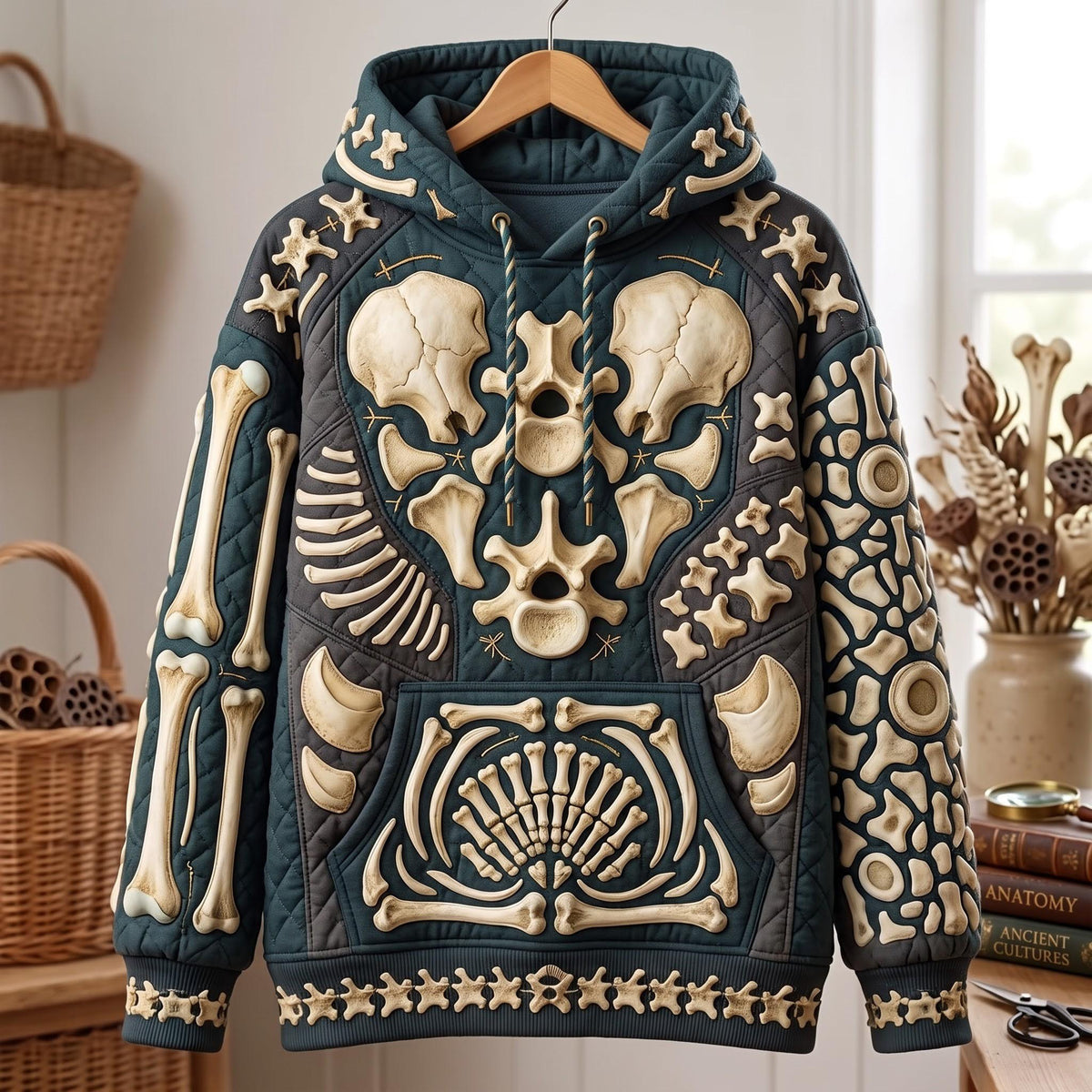 Skeleton Skull hoodie, all-over print