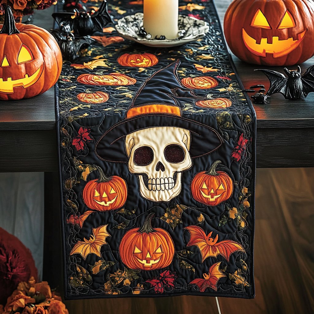 Skull Pumpkin Night Table Runner